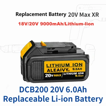 2023 НОВЫЙ литий-ионный аккумулятор DCB200 на 20 В 9,0 Ач для электроинструмента DeWalt MAX AY 18650 литий-ионных аккумуляторов