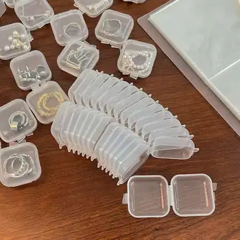 20ШТ Прозрачных пластиковых Квадратных коробок Для упаковки ювелирных изделий Витрина Коробка для хранения серег Колец Маленькие коробочки для лекарств