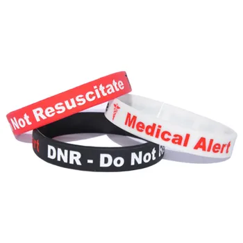 300шт DNR Не реанимируют Медицинское оповещение Резиновые браслеты Силиконовые браслеты