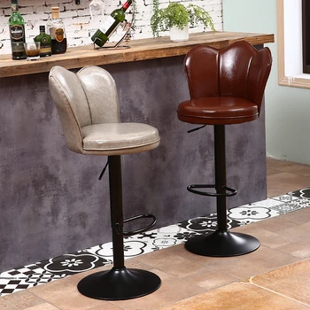 Барный стул из высококачественной кожи на заказ, современный офисный стул с подъемником, Креативные передние стулья для кассиров, Вращающийся высокий стул Nordic