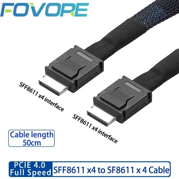 Кабель Mini SAS Oculink SFF-8611 X4-SFF-8611 X4 50 см Высокоскоростной PCI-E4.0 24 Гбит/с SFF8611-SFF8611 кабель NVME SSD типа 