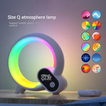 Креативный Q Light Аналоговый Восход Солнца С Цифровым Дисплеем Будильник Bluetooth Аудио Интеллектуальное Пробуждение Q Красочный Атмосферный Свет
