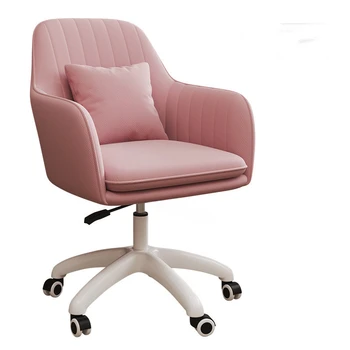 Современные офисные кресла из фланели для офисной мебели, удобный поворотный компьютерный стул с подъемной спинкой, Креативное розовое игровое кресло для отдыха